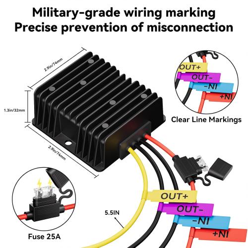 36V 48V to 12V 20A Step Down Converter-Golf Cart Voltage Reducer with Fuse|36V 48V to 12V Converter for Golf cart 20A 240W DC to DC Converter Waterproof for RV Accessories, Forklifts & Solar Systems