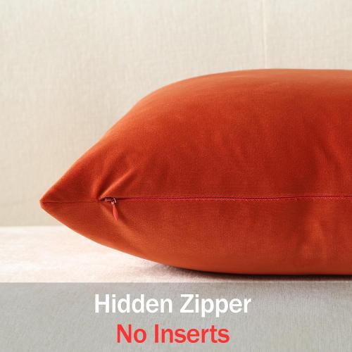 DEZENE Euro Sham Covers 24x24 Burnt Orange: Pack of 2 Cozy Soft Velvet Square Modern Luxury Decorative Throw Pillow Cases for Sofa Couch Living Room Bed Home Decor