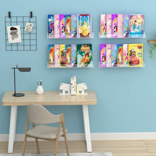 NIUBEE 24”Acrylic Floating Bookshelf for Kids Wall Bookshelves 1 Pack | Premium Acrylic 50% Thicker with Screwdriver Clear Bathroom Extra-Large Storage Shelves Display Organizer