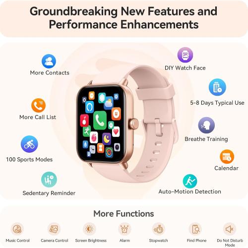 Smart Watch for Women Android & iPhone, Alexa Built-in, IP68 Waterproof Activity Fitness Tracker with Bluetooth Call (Answer/Make), 1.8 Smartwatch with Heart Rate/SpO2/Sleep Monitor, 100  Sports Mode