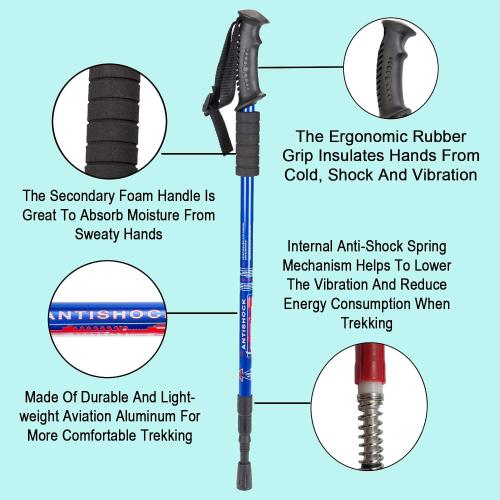 Aihoye Hiking Trekking Poles, 2 Pack Collapsible, Lightweight, Anti Shock, Walking Sticks, Adjustable Hiking Pole for Men and Women