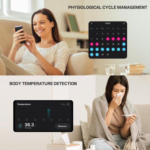 Smart Ring with Vibration Alerts, health tracker ring with Body Temperature Monitor, Heart Rate, Sleep & Fitness Tracking, Waterproof Activity Ring for Men & Women, No App Fees (Silver, 13#)