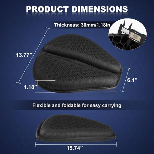 Foldable Motorcycle Gel Seat Cushion, Large 3D-Honeycomb Structure Shock Absorption & Breathable Motorcycle Gel Seat Pad for Long Rides (L)
