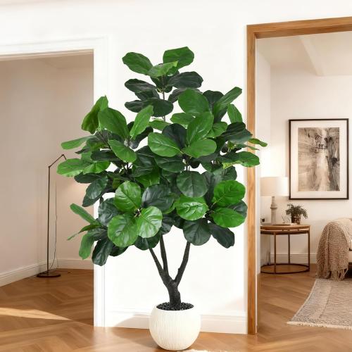 Artificial Fiddle Leaf Fig Tree 7FT Tall Large Faux Trees with Realistic Leaves, Fake Tropical Floor Potted Artificial Plants for Home Office Living Room Indoor Outdoor Decor (84in,1Pack)