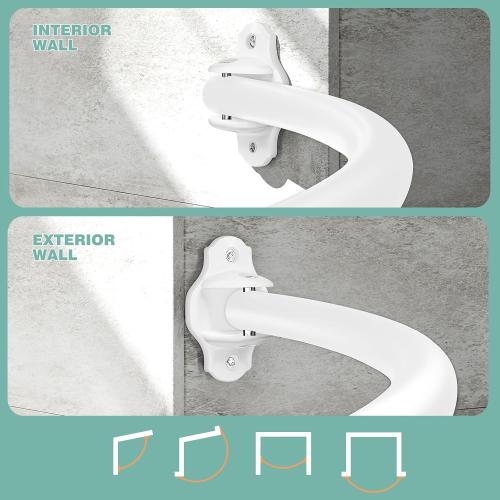Curved Shower Curtain Rod, Adjustable 40-72 inches Extra Wide Curved Shower Rods for Bathroom, Rust proof Shower Rod, Stainless Steel Curved Curtain Rod for Shower, Bathtub, White