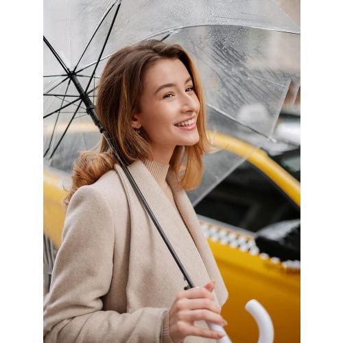 Color Clear Parquet Clear Bubble Umbrella with Windproof Dome - Transparent Umbrella for Adults
