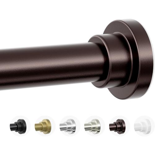 Mcrbeay Shower Curtain Rod, 1 Diameter Heavy Duty Tension Shower Rod | Adjustable 28-74 inch, Non Slip No Drill Spring Loaded Curtain Rod For Bathroom, Shower Stall, No Rust, Bronze