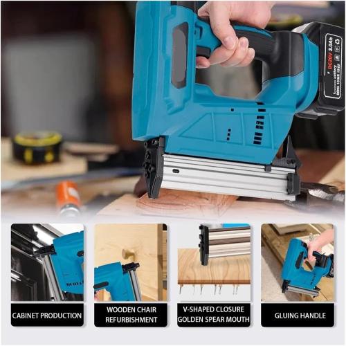 Cordless F30 Nail Gun Electric Furniture Carpentry Tacker Stapler Woodworking Power Tool Staple For 18V Battery for DIY Projects, Upholster and Woodworking(No battery)