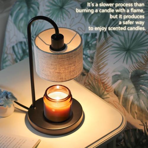 Candle Warmer Lamp with Timer, Dimmable Candle Wax Warmer Electric Candle Lamp for Scented Candles with 2 Bulbs, House Warming Gifts Christmas Gifts for Women Bedroom Home Decor - Linen