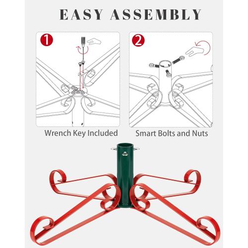 Christmas Tree Stand for Artificial Trees 4 to 8 Foot Christmas Fake Tree Holder for Green & Red Indoor Outdoor Party Christmas Tree Ornaments Fits Up to 1.4 Xmas Tree Trunks