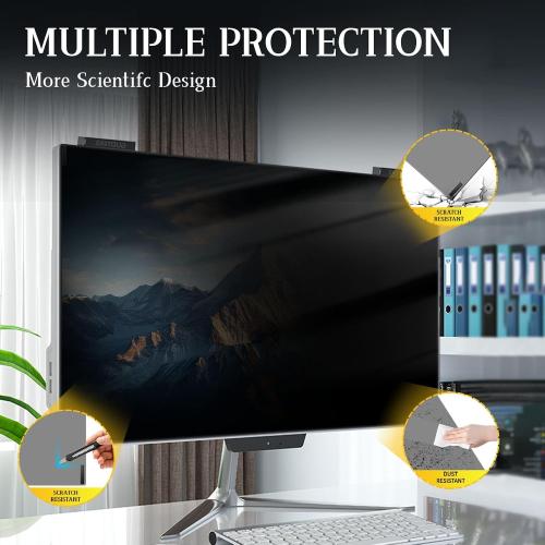 24 Magnetic Computer Privacy Screen 24 inch, Hanging Privacy Screen for Computer Monitor for 16:9 Frameless Monitor, Eye Protection Anti Glare Anti Blue Light Filter