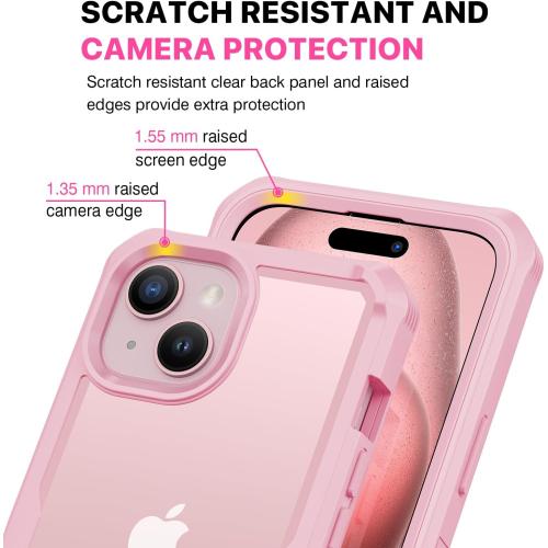 Size Iphone 15 Color Pink CENHUFO Privacy for iPhone 15 Case, Full Body Phone Case with Built-in 9H Tempered Glass Privacy Screen Protector and Camera Lens Protector, Anti Peep Spy Shockproof Bumper Clear Cover - Pink