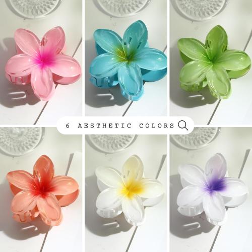Hawaiian Flower Hair Clips – 6 Pack Colorful Claw Clips for Women & Girls, Large Aesthetic Hair Accessories for Thick or Thin Hair, Summer Beach Vacation Gift