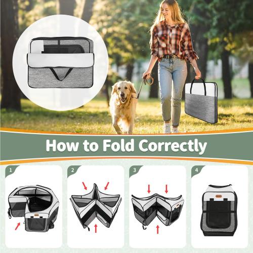 Dog Playpen, Portable Pet Playpen, Puppy Playpen, Cat Playpen with Carrying Case, Dog Playpen for Small Dogs Indoor/ Outdoor, Removable Mesh Shade Cover