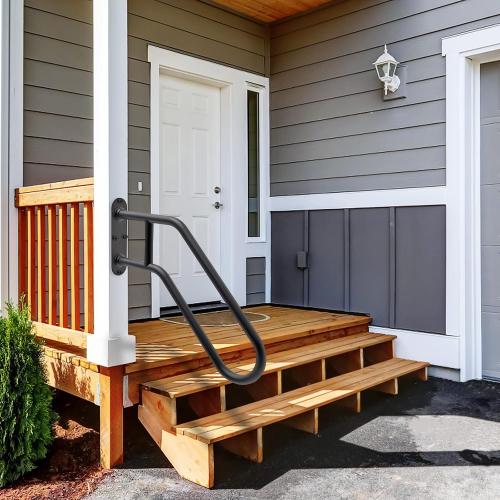 SELEWARE Heavy Duty Non-Slip Handrails for Outdoor 1-3 Step, Wall Mount Stair Hand Railing Grab Bars, U-Shape Safety Handle for Garage, Porch, Garden (Dia 1.3 Pipe, Black)