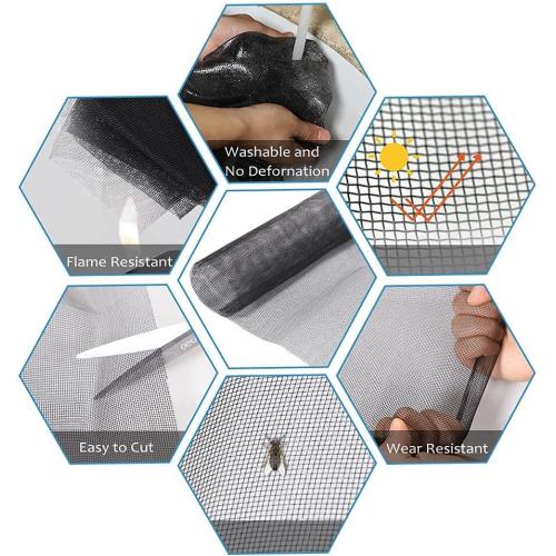 Windows Screen and Screen Door Replacement, 59x106 Durable Fiberglass Screen Mesh- Window Screen & Sliding Screen Door Repair for Patio and Windows, Tooltriz