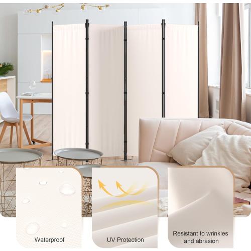 Room Divider, 4 Panel Folding Privacy Screen, 88” Portable Separating with 3 Metal Feet, Partition Room Dividers, Lightweight Freestanding Wall Divider Screen for Office Bedroom Hospital(White)