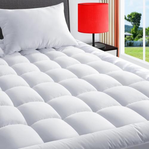 Queen Mattress Pad Quilted Fitted Mattress Cover Pillow Top Mattress Topper Breathable Mattress Protector with 8-21 Inch Deep Pocket