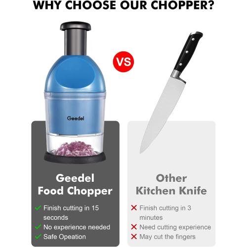 Geedel Food Chopper, Easy to Clean Manual Hand Vegetable Chopper Dicer, Dishwasher Safe Slap Onion Chopper for Veggies Onions Garlic Nuts Salads
