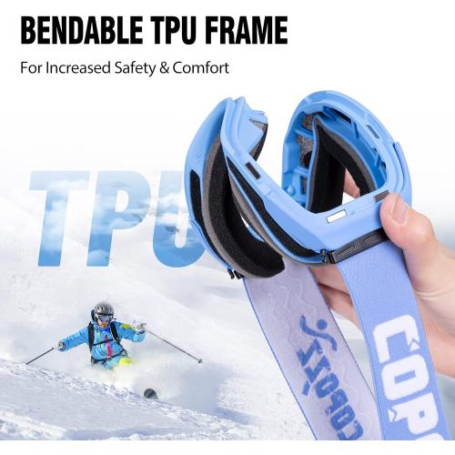 COPOZZ Ski Goggles, G2 Magnetic Snowboard Goggles, Polarized OTG UV400 Skiing Goggles for Options