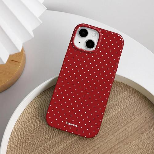 inewateri Compatible with iPhone 16 Pro Case with Cute Fashion Polka Dot Aesthetics Design Simple Cases for Soft TPU Slim Protection Cover-Red