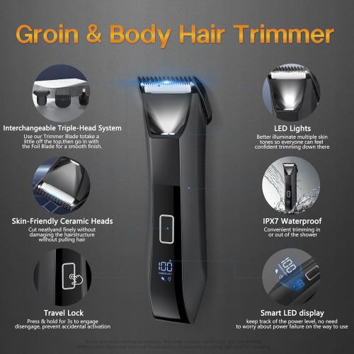 Manscape Beard Trimmer for Men, Groin & Body Hair Trimmer, Ball Shaver, Nose Hair Clippers, All-in-One IPX7 Waterproof Men's Wet/Dry Groomer Kit, Rechargeable with Travel Case, LED Display
