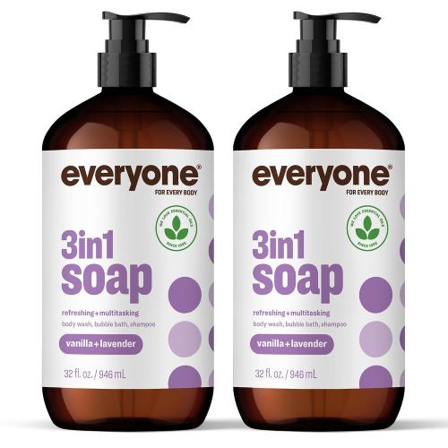 Everyone 3-in-1 Body Wash, Bubble Bath & Shampoo, Vanilla Lavender 2-Pack