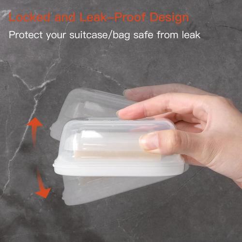 Clear 4.3x4.3x1.8 Quatish Leakproof Soap Dish with Lid, Shatterproof Travel Bar Soap Holder Case Container, Solid Shampoo Bar Holder, Portable Travel Size Toiletries Essentials for Camping, Gym, Bathroom, Clear