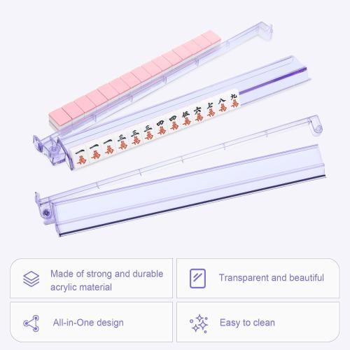 Mahjong Racks with Pushers 4PCS Set Majiang Tile Holder Acrylic Mahjong Racks Accessories and Gifts
