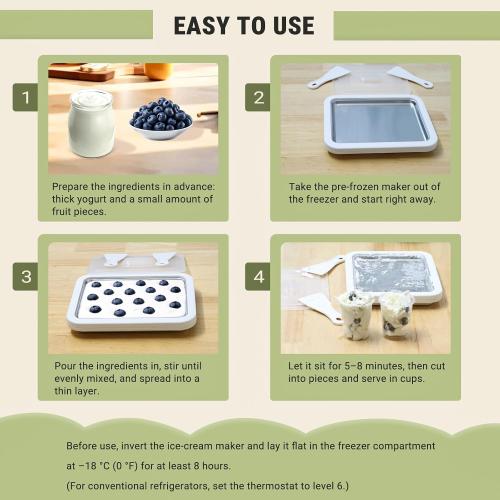 Rolled Ice Cream Maker with Lid and 2 Spatulas and Silicone Scraper