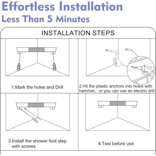 LIWEIKE Shower Foot Rest for Shaving Legs Non-Slip Scrub Corner Shower Footrest Bar Sturdy Stainless Steel Bathroom Stool for Shower to Shaving Legs Square, Matte Black