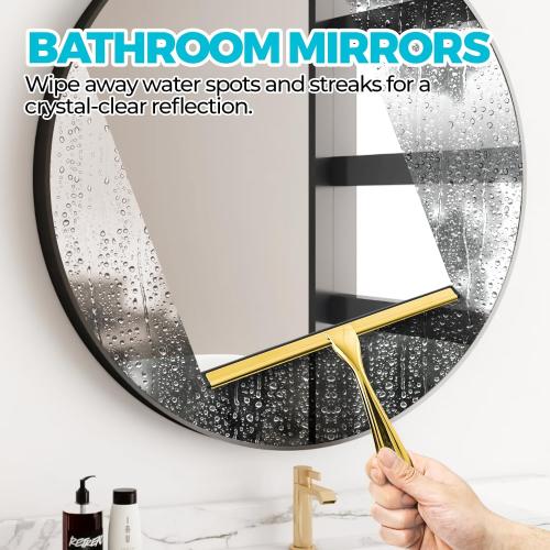 ALFLOD 12 Shower Squeegee for Glass Doors, Tile Walls, Car Windows, Gold