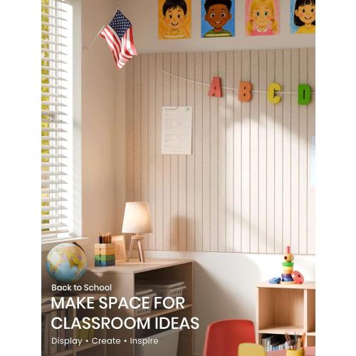 Fluxynara 48 x 36 Large Felt Bulletin Board, Oatmeal | 12 Pack Cork Board Alternative with 60 Safe Adhesive Tabs, Pin Boards for Wall Decor, Home, Office, Classroom,Dorm