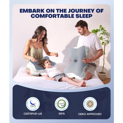 Ultra Pain Relief Cervical Neck Pillow for Sleeping, 5X Support Ergonomic Contour Pillow for Deep Sleep, Cooling Memory Foam Pillows for Adults, Orthopedic Bed Pillow for Side Back, Stomach Sleepers