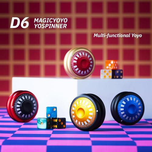 MAGICYOYO D6 Multifunctional Yoyo for Kids, Professional Finger Spin Yoyo with Responsive & Unresponsive Functions, Metal 2A Trick Yo-yo, Kids & Adults Friendly Gift Toy (Blue with Green Cap)