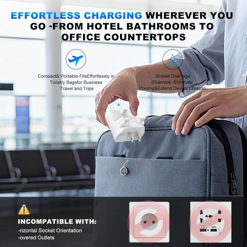 Charger for Oral-B Electric Toothbrush, Compatible with Oral-B io4/io5/io6, Genius 8000/9000, Pro 1000/2000/3000/5000, 3709/3728/3756 | Direct Plug-in Waterproof Outlet Charger Base Hygienic White