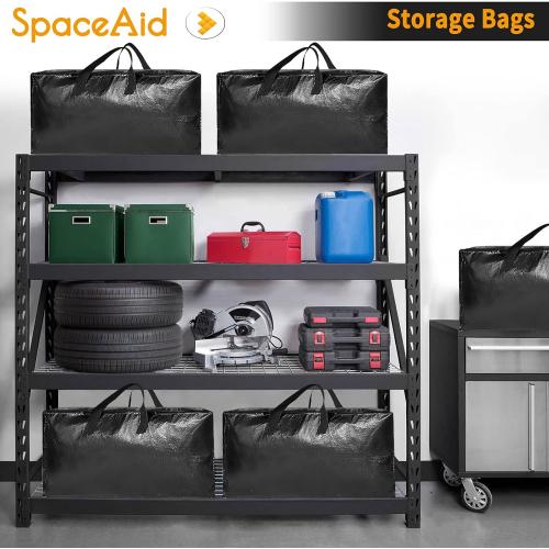 Heavy Duty Moving Bags 8 Pack, Large Storage Totes Bins with Backpack Straps, Strong Handles & Zippers, Packing Moving Boxes Supplies, College Dorm Room Essentials, Black