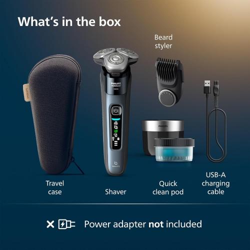 Philips Norelco Shaver i9000, Wet & Dry Electric Shaver, Taubenblau, SenseIQ Technology, Triple Lift & Cut System, 360 Rotating Dual SteelPrecision Precision Blades, Beard Styler, Model X9001/91