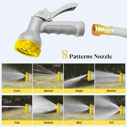 130 ft x 1/2 Retractable Garden Hose Reel, Heavy Duty Water Hose Reel Wall Mounted, Any Length Lock, 180°Swivel, Water Hose with 8-Function Nozzle for Cleaning, Watering (Yellow)