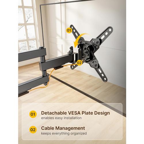 monTEK Full Motion TV Wall Mount Bracket for Most 13-43 Inch LED LCD Flat Screen TVs & Monitors, Swivel Tilt Extension Rotation with Articulating Arms, TV Mount Max VESA 200x200mm, up to 44lbs