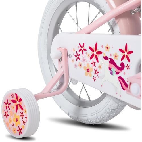 JOYSTAR Unicorn Kids Bike for Girls Ages 2-9 Years Old, 12 14 16 18 Inch Kids Bike with Training Wheels, Doll Seat, Streamers and Basket, Toddler Girls Bike, Multiple Colors