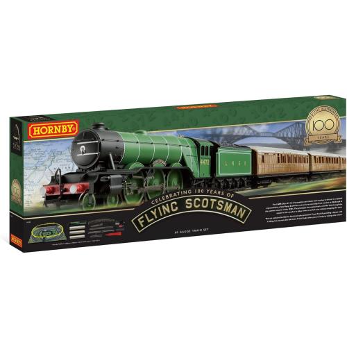 Hornby Electric Train Set - R1255M The Flying Scotsman A1Class - OO Gauge Train Starter Sets, Adult Vintage Trains, Small Hobby Model for Adults - with Tracks, MidiMat, Connecting Track, Controller