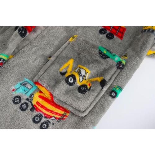 Boys Girls Robes Kids Toddler Flannel Hooded Bathrobe Pajamas Sleepwear 6-8 Years
