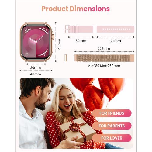 Smart Watches for Women,1.85 HD Smartwatch Fitness Trackers, with 2 Bands