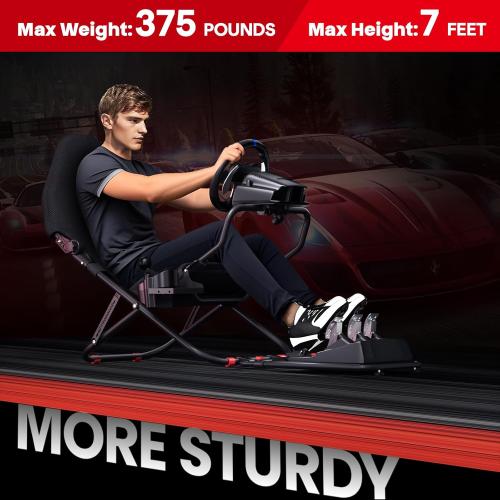 Color Black RACGTING Racing Simulator Cockpit for G29/G920/G923, Foldable & Adjustable Racing Seat for Thrustmaster T300RS/248/T-GT II, Fanatec CSL DD/GT DD Pro/ClubSport DD/DD , MOZA R5, SIMAGIC Alpha Mini