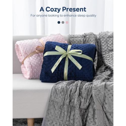 Kivik Breathable Weighted Blanket for Adults, 15 lbs Ultra Soft Minky Dot Heavy Blankets, Reversible Cooling and Warm Blanket for All Seasons, Machine Washable, 60x80 Queen Size, Grey