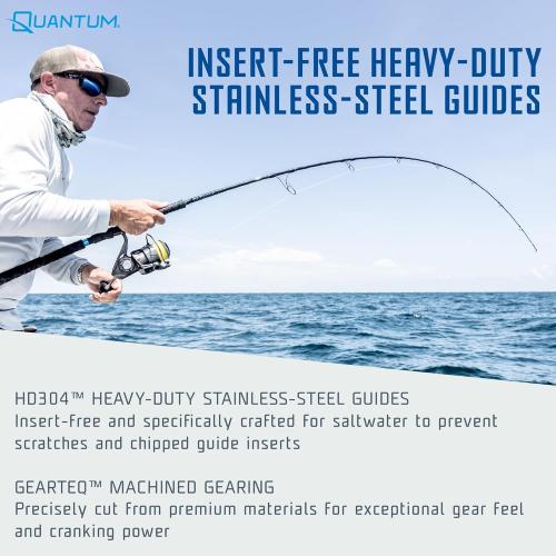 Quantum Benchmark Spinning Reel and Fishing Rod Combo, Graphite Composite Blank, 5 1 Bearings, Silver/Blue