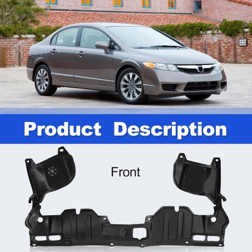 CarPartsDepot Front Lower Engine Splash Shield Center Cover Compatible with 2006-2011 Honda Civic 4-Door Sedan 2-Door Coupe 74111SNAA00 HO1228112