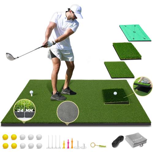 MyVoice Pro Large Golf Mat – Premium Thickened Golf Hitting Mat with Interchangeable Inserts for Driving, Chipping, and Swing Practice – Realistic Grass Texture for Enhanced Golf Training