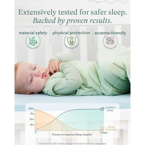 6-15 months...PurComfy Supersoft Sleep Sack 1.0 TOG, Premium Bamboo Viscose Baby Sleeping Bag 2-Way Zipper Sleep Sack Baby Wearable Blanket
